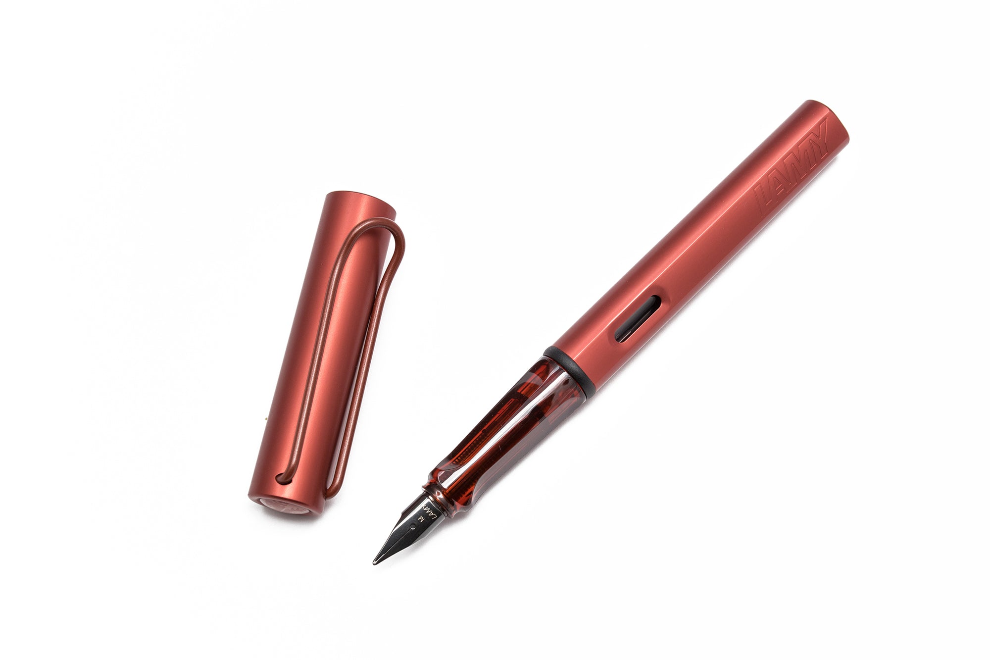 Lamy Safari AL-star Gryffindor fountain pen, open.